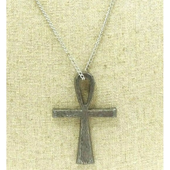 Ankh Cross Pendant on Chain Necklace Egyptian Hieroglyphic Symbol of Life - Picture 1 of 4